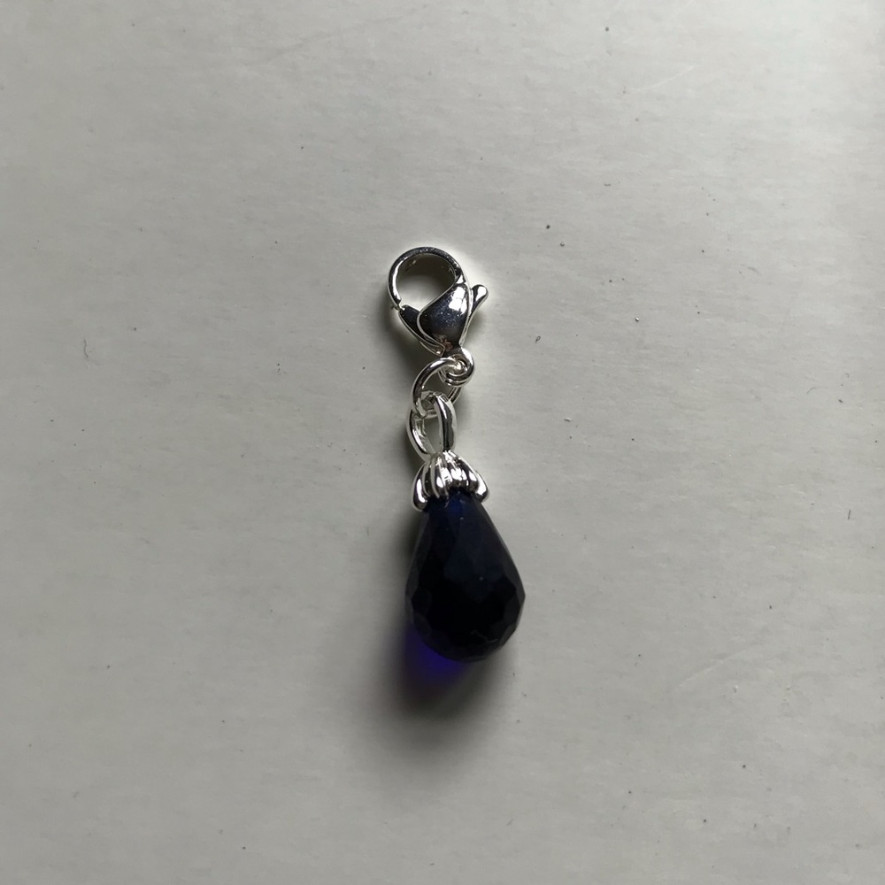 dark blue tear drop charm dangle